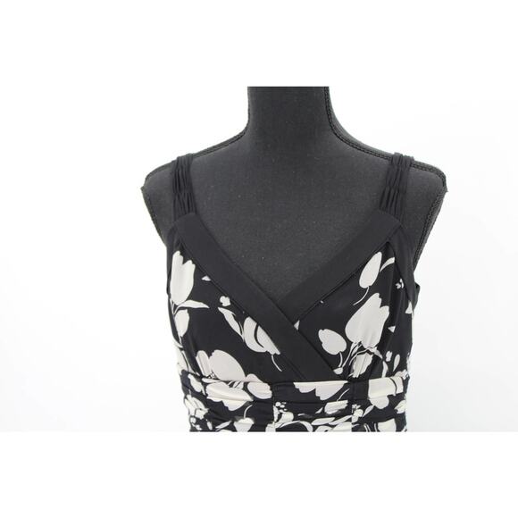 Ann Taylor Floral Dress 4 Floral Wide Straps V Neck Black White Sundress Career - Picture 3 of 15